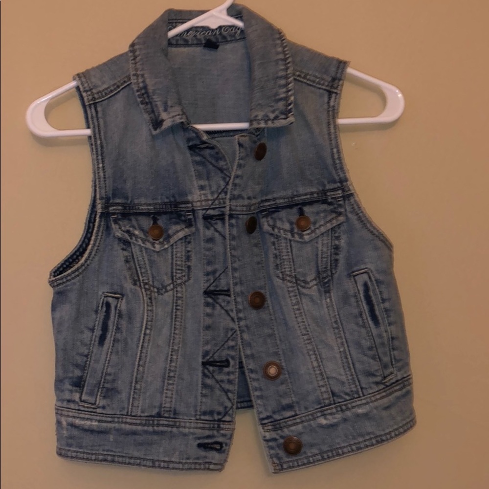 Jean Denim Cropped Vest